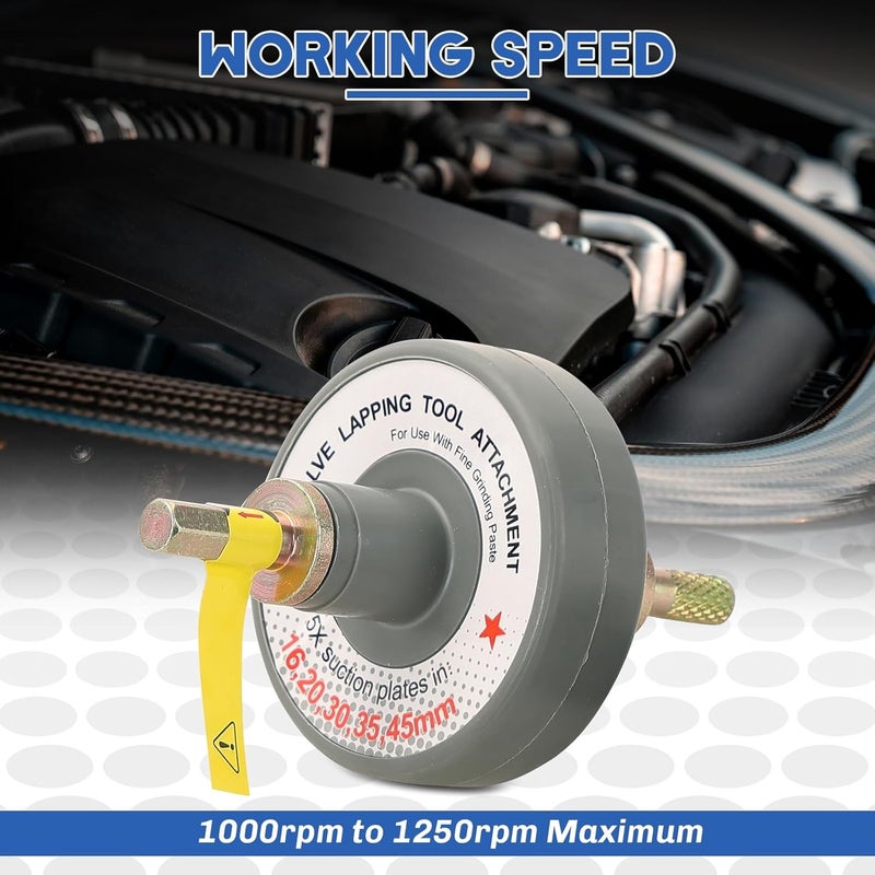 weyleity Valve Lapping Tool Kit | Valve Lapping Attachment Tool with 5 Suction Plates for Grinding Small Engine, Valve Grinding Tool Valve Lapper Kit for Automotive 1000rpm to 1250rpm Working Speed - Image 4